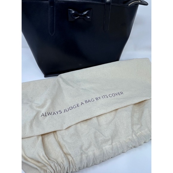 Ted Baker London Black Beanne Leather Bag Bow Tote Zippered Shoulder w/Dust Bag - Picture 10 of 14